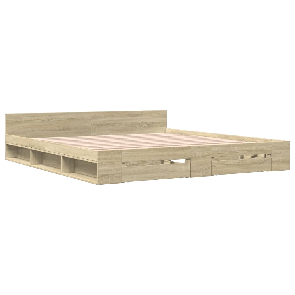 Modern Wooden Super King Size 1.8m Bed Frame Base With Storage Space Drawers
