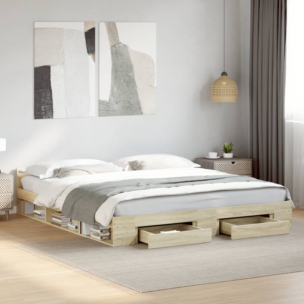 Modern Wooden Super King Size 1.8m Bed Frame Base With Storage Space Drawers