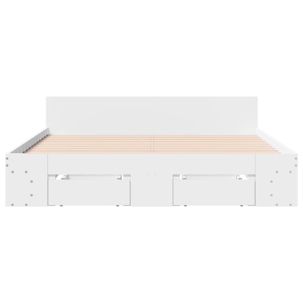Modern Wooden Queen Size 1.6m Bed Frame Base With Under Storage Space Drawers