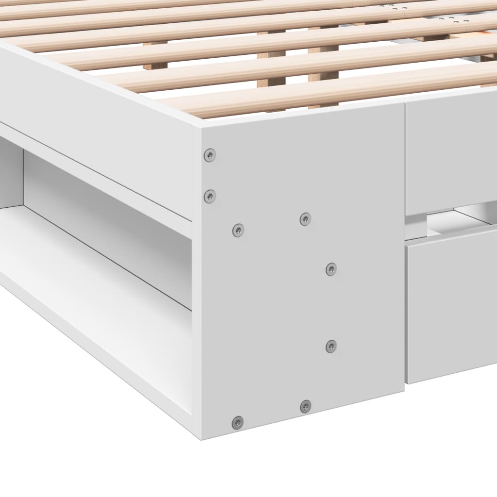 Modern Wooden Queen Size 1.6m Bed Frame Base With Under Storage Space Drawers