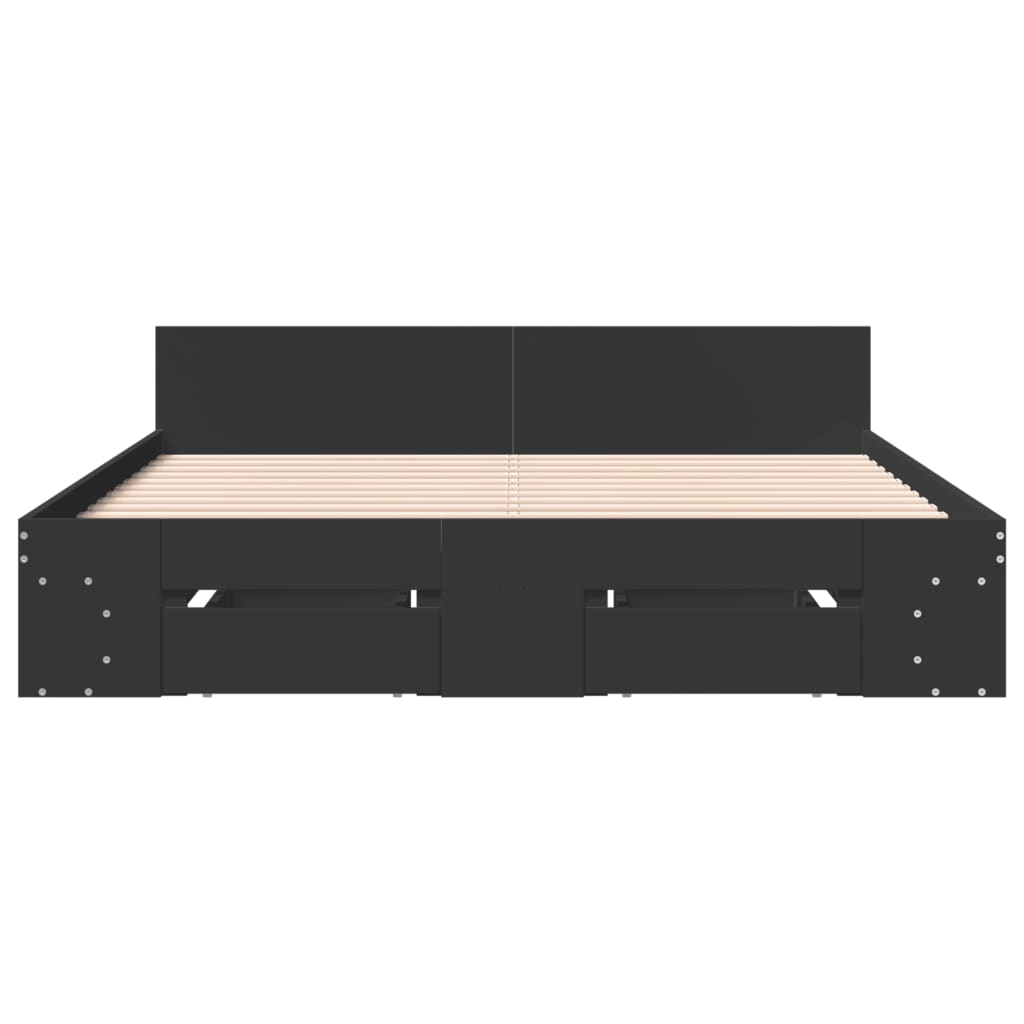 Modern Wooden Queen Size 1.6m Bed Frame Base With Under Storage Space Drawers