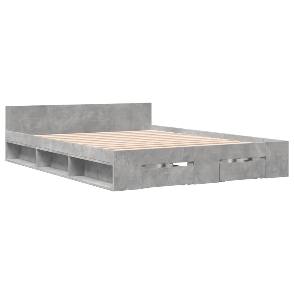 Modern Wooden Queen Size 1.6m Bed Frame Base With Under Storage Space Drawers