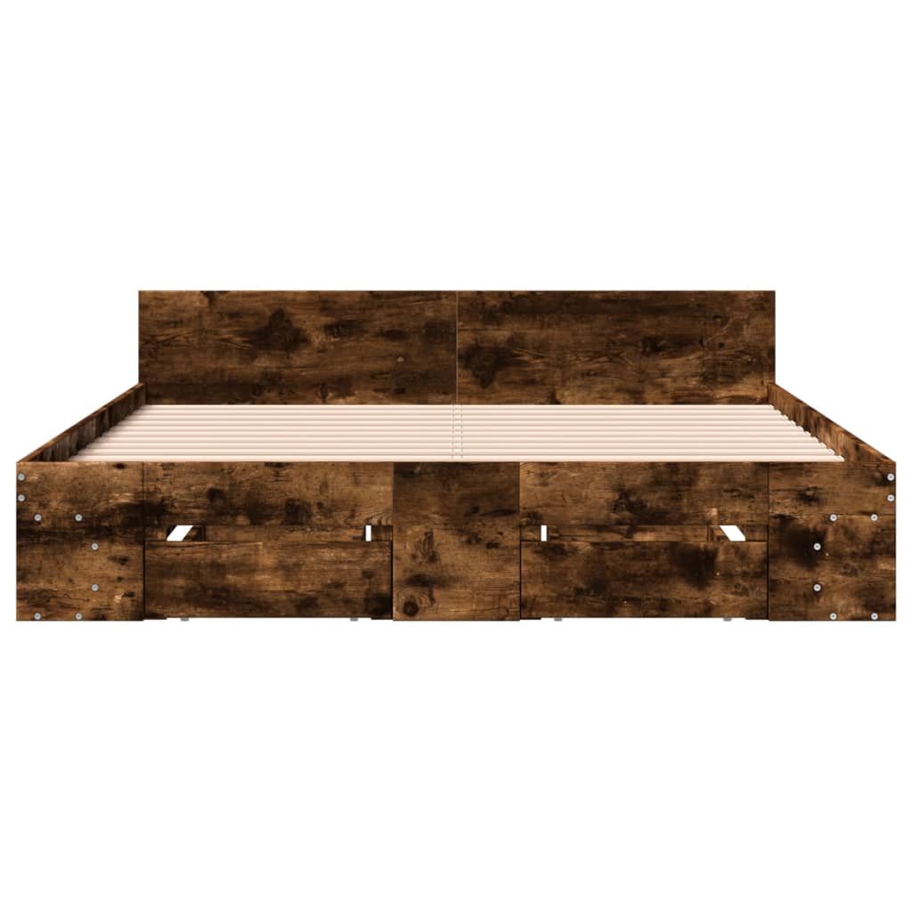 Modern Wooden Queen Size 1.6m Bed Frame Base With Under Storage Space Drawers