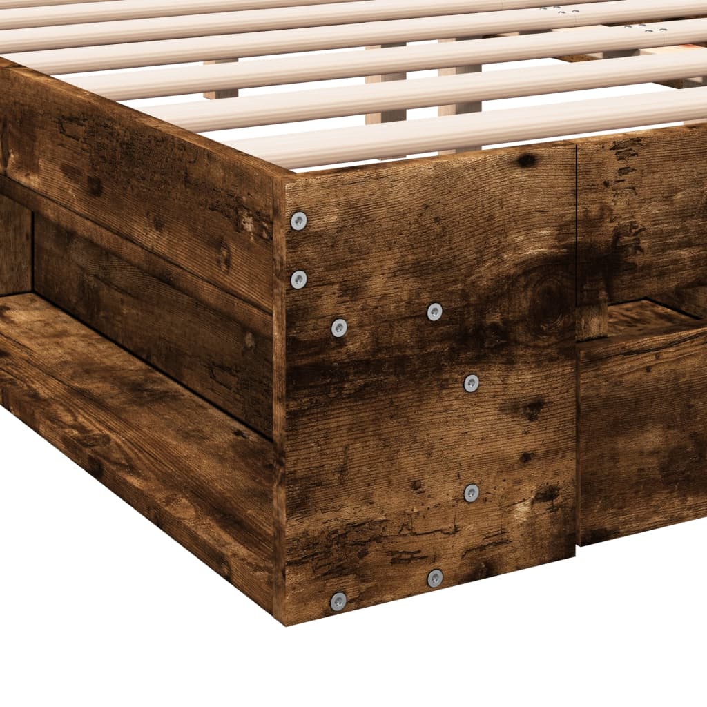 Modern Wooden Queen Size 1.6m Bed Frame Base With Under Storage Space Drawers