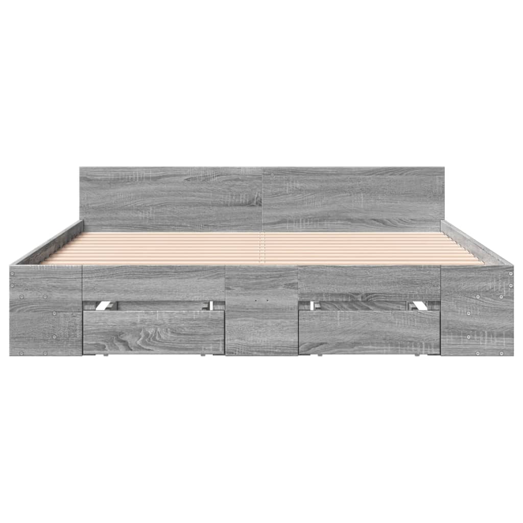 Modern Wooden Queen Size 1.6m Bed Frame Base With Under Storage Space Drawers