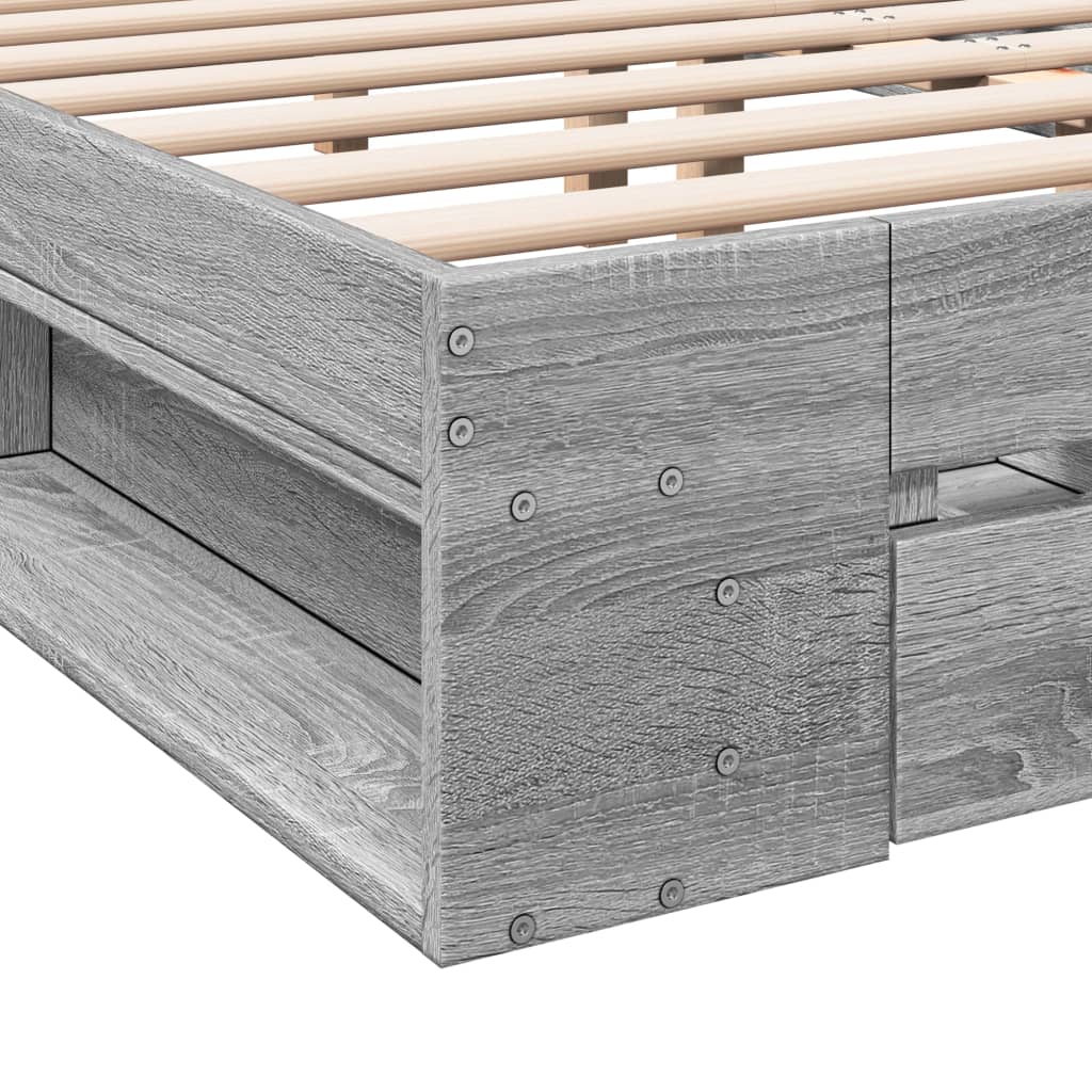 Modern Wooden Queen Size 1.6m Bed Frame Base With Under Storage Space Drawers