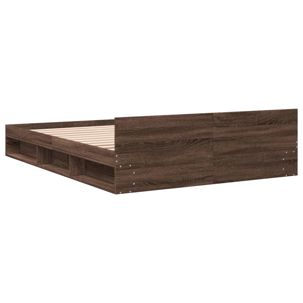 Modern Wooden King Size 1.5m Bed Frame Base With Under Storage Space 2 Drawers