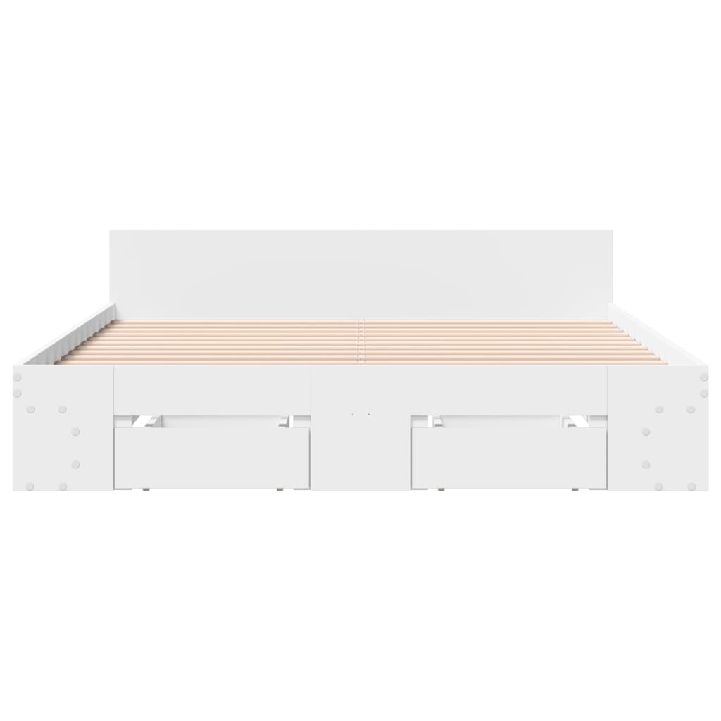 Bed Frame with Drawers without Mattress White 120x200 cm