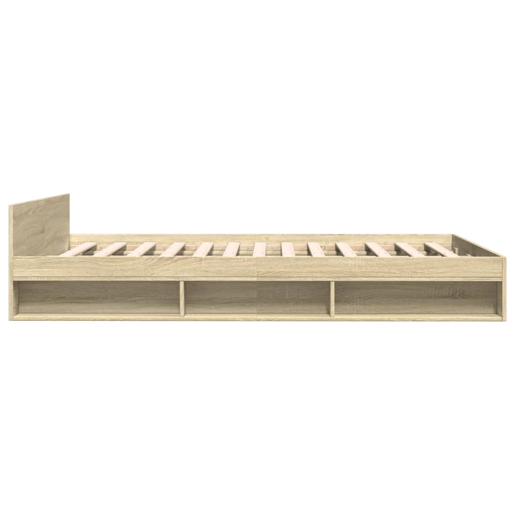 Modern Wooden Double Size 135cm Bed Frame Base With Open Storage & Drawers Wood