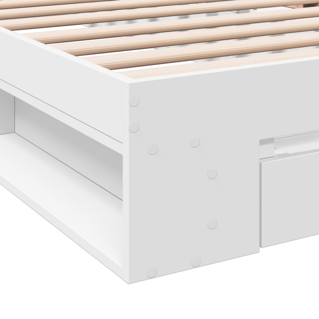 Modern Wooden Single Size 90cm Bed Frame Base With Under Storage Space & Drawer