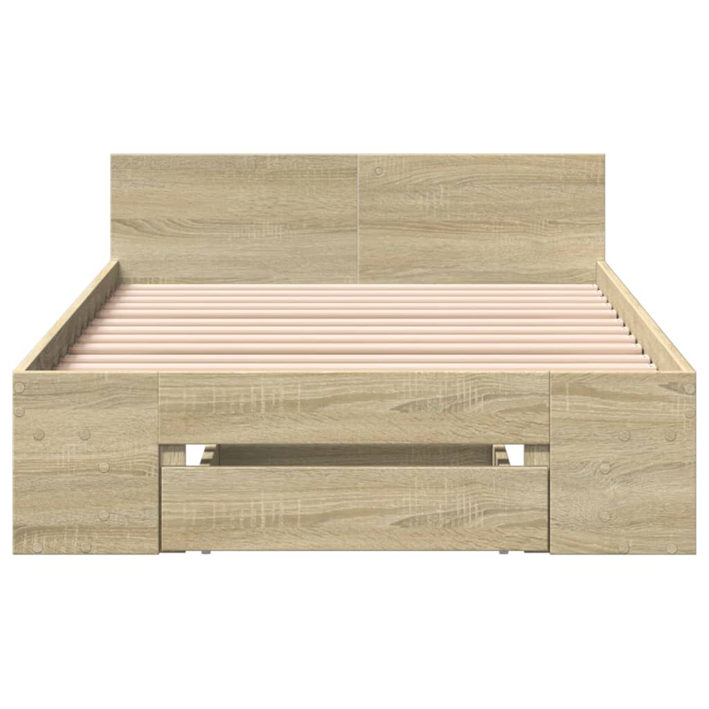 Modern Wooden Single Size 90cm Bed Frame Base With Under Storage Space & Drawer