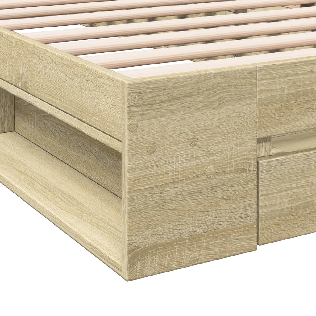 Modern Wooden Single Size 90cm Bed Frame Base With Under Storage Space & Drawer