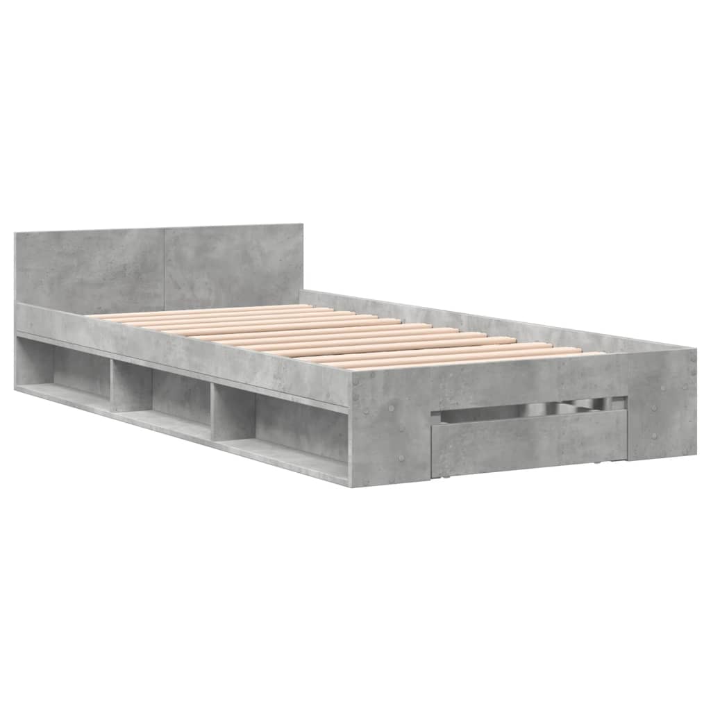 Modern Wooden Single Size 90cm Bed Frame Base With Under Storage Space & Drawer