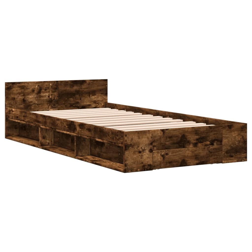 Modern Wooden Single Size 90cm Bed Frame Base With Under Storage Space & Drawer