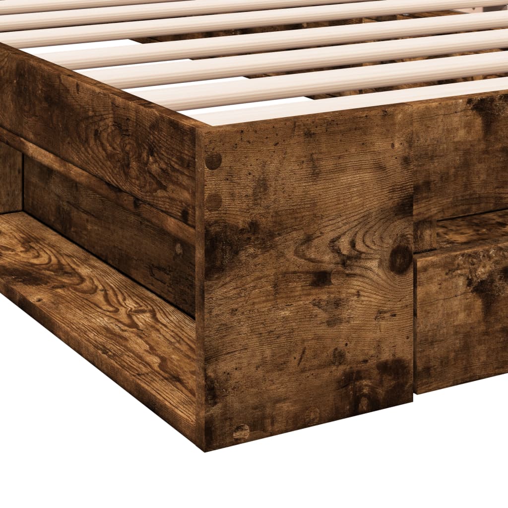 Modern Wooden Single Size 90cm Bed Frame Base With Under Storage Space & Drawer