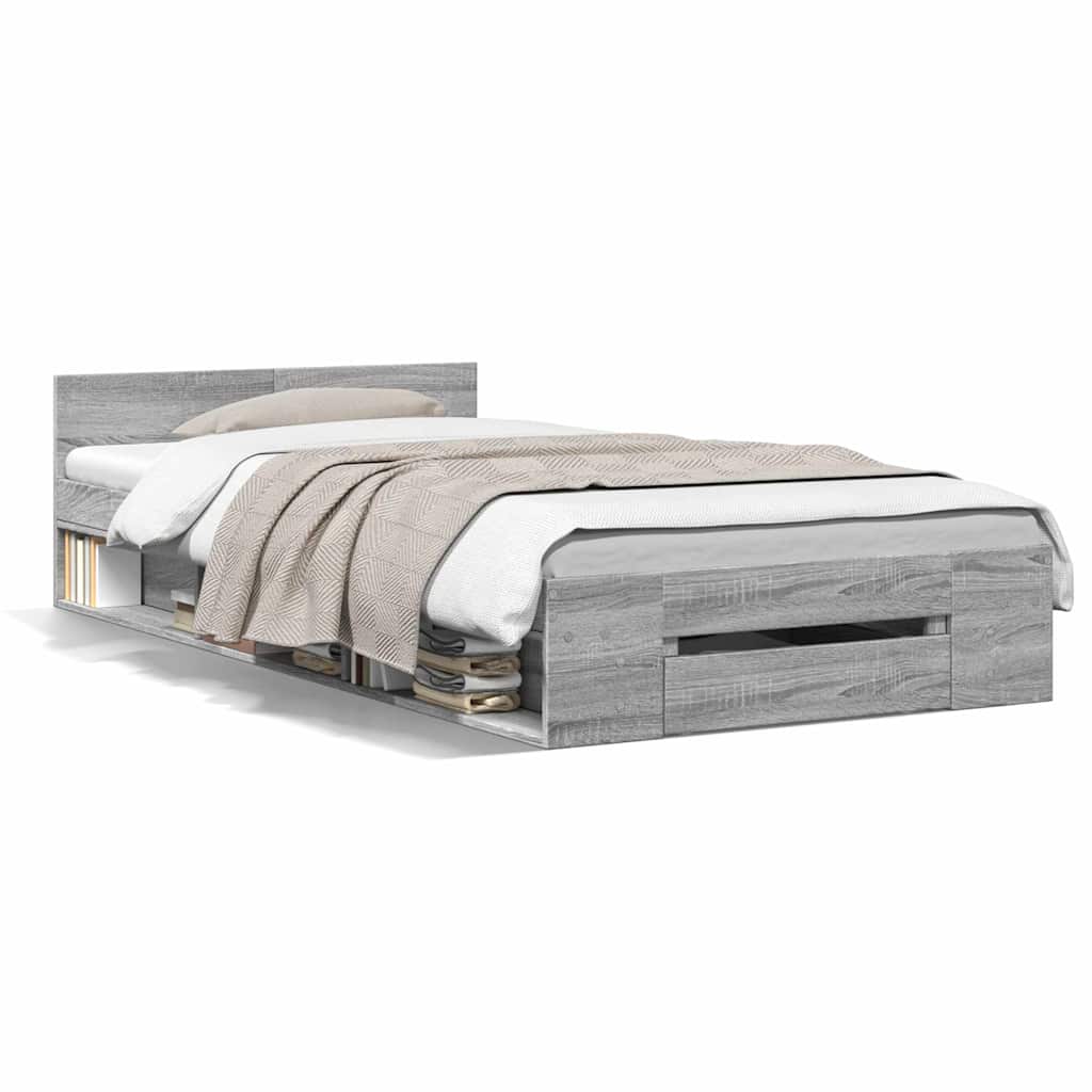 Modern Wooden Single Size 90cm Bed Frame Base With Under Storage Space & Drawer