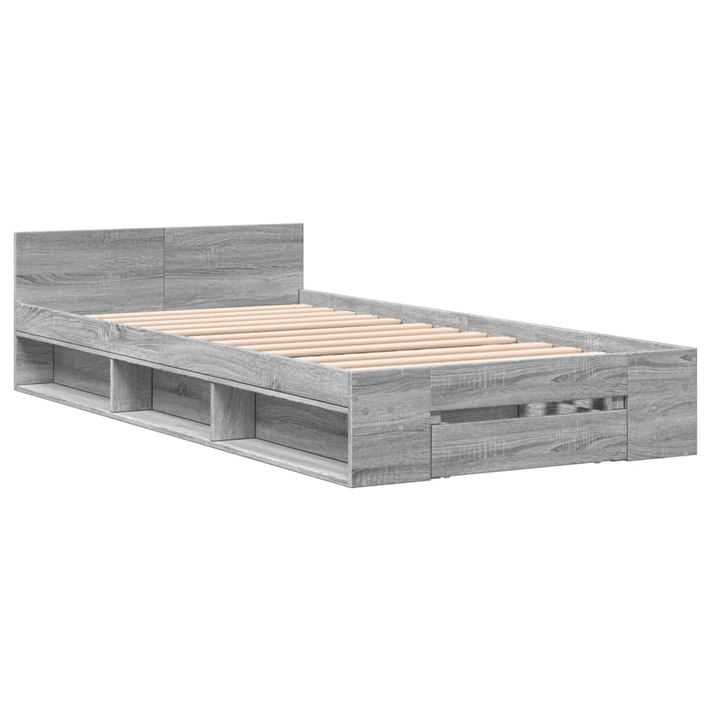 Modern Wooden Single Size 90cm Bed Frame Base With Under Storage Space & Drawer
