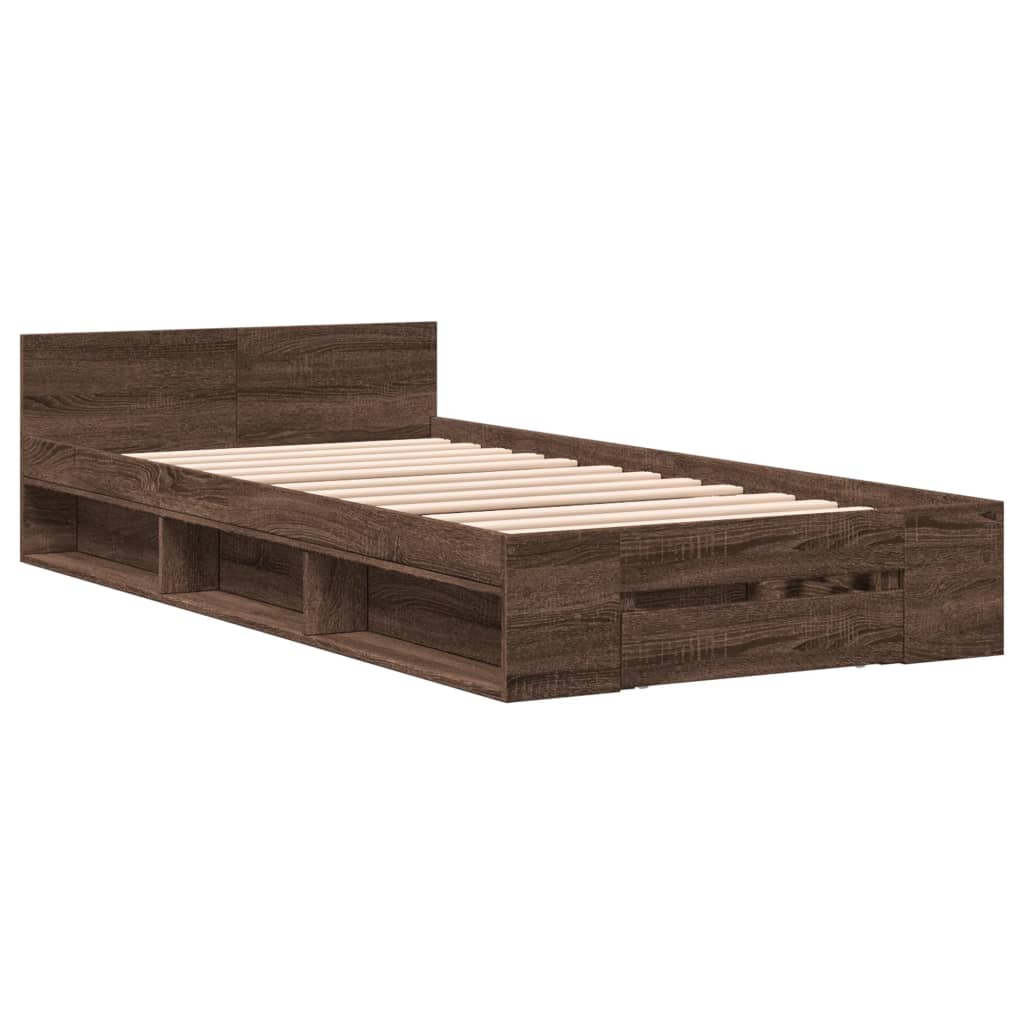 Modern Wooden Single Size 90cm Bed Frame Base With Under Storage Space & Drawer