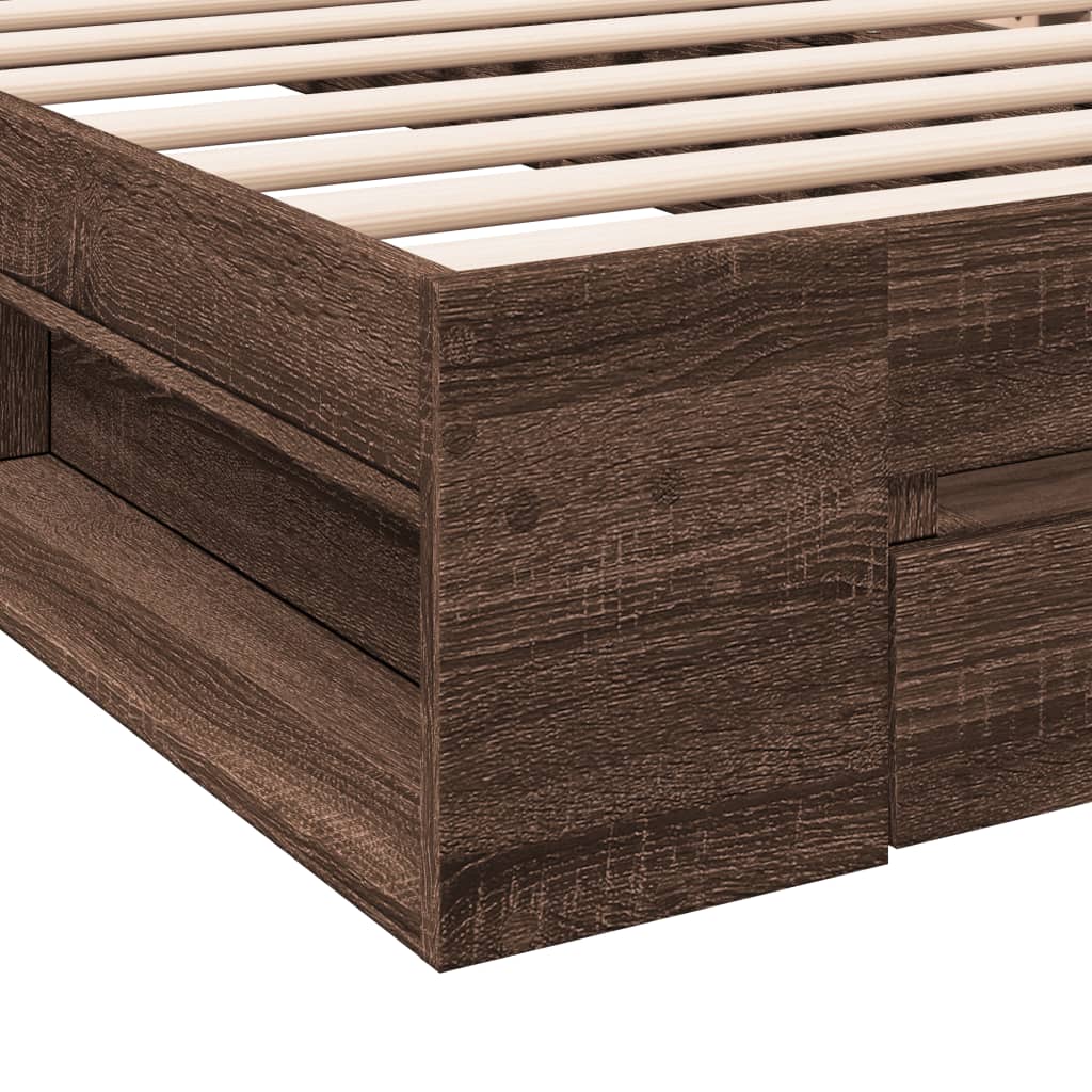 Modern Wooden Single Size 90cm Bed Frame Base With Under Storage Space & Drawer