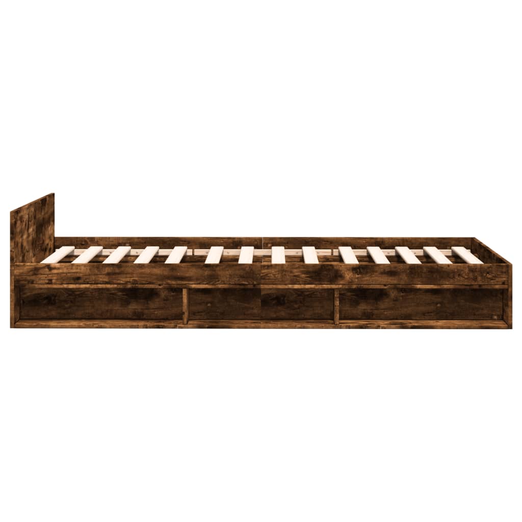 Bed Frame with Drawer without Mattress Smoked Oak 100x200 cm