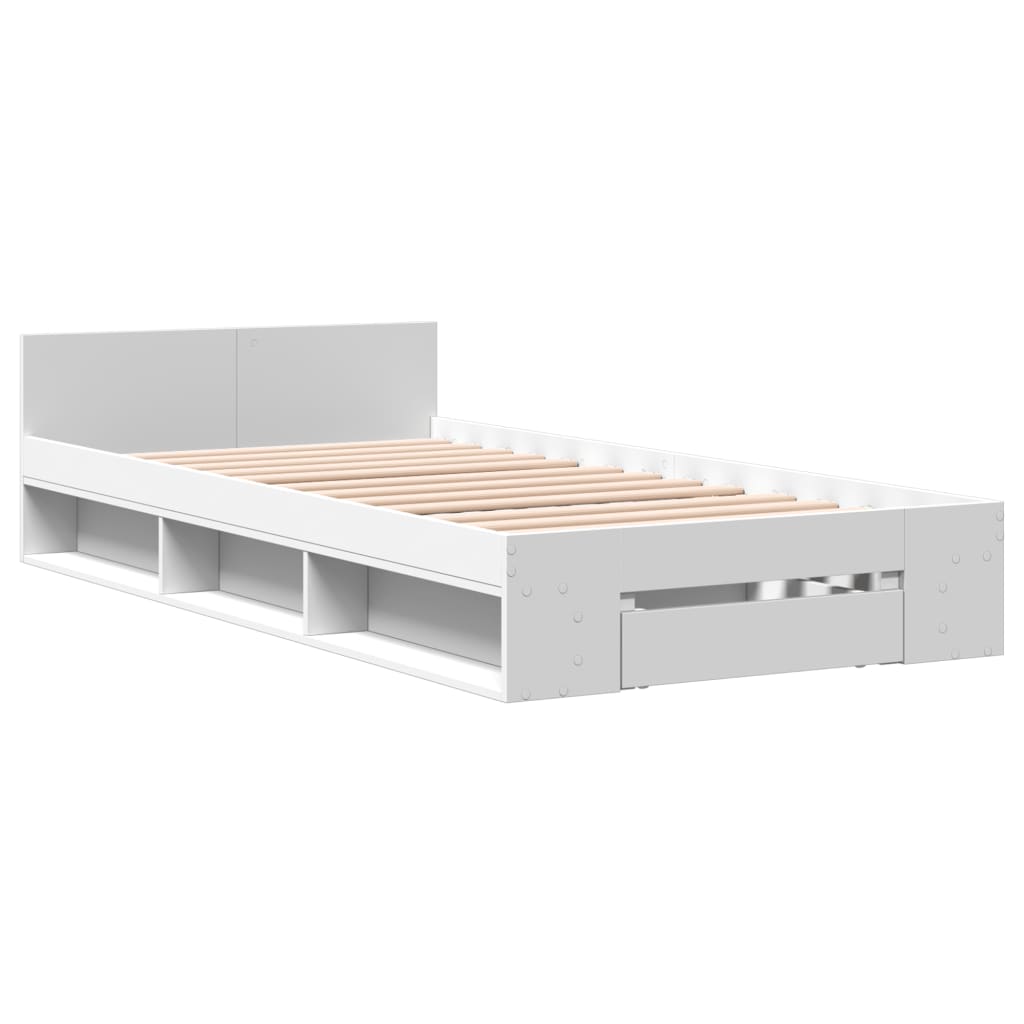 Bed Frame with Drawer without Mattress White 90x200 cm