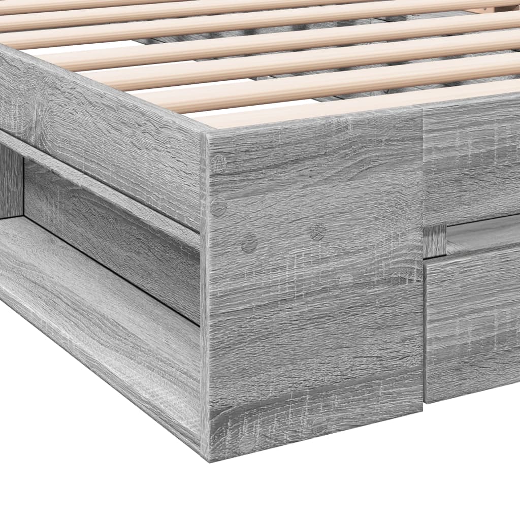 Bed Frame with Drawer without Mattress Grey Sonoma 90x200 cm