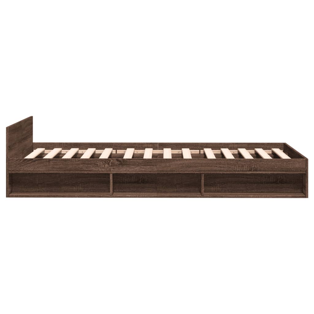 Bed Frame with Drawer without Mattress Brown Oak 90x200 cm