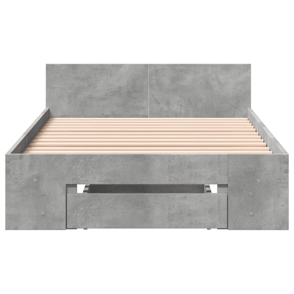 Bed Frame with Drawer without Mattress Concrete Grey 75x190 cm Small Single