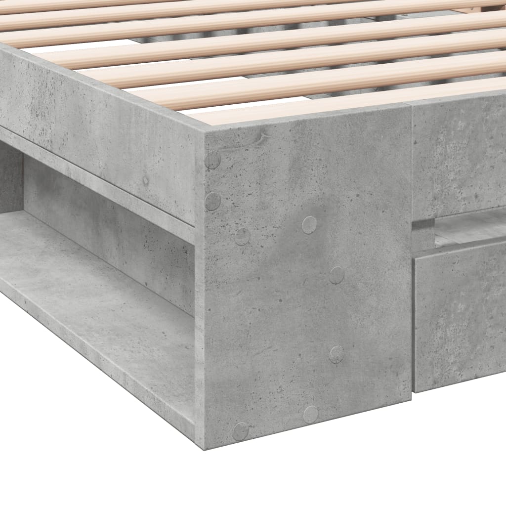 Bed Frame with Drawer without Mattress Concrete Grey 75x190 cm Small Single