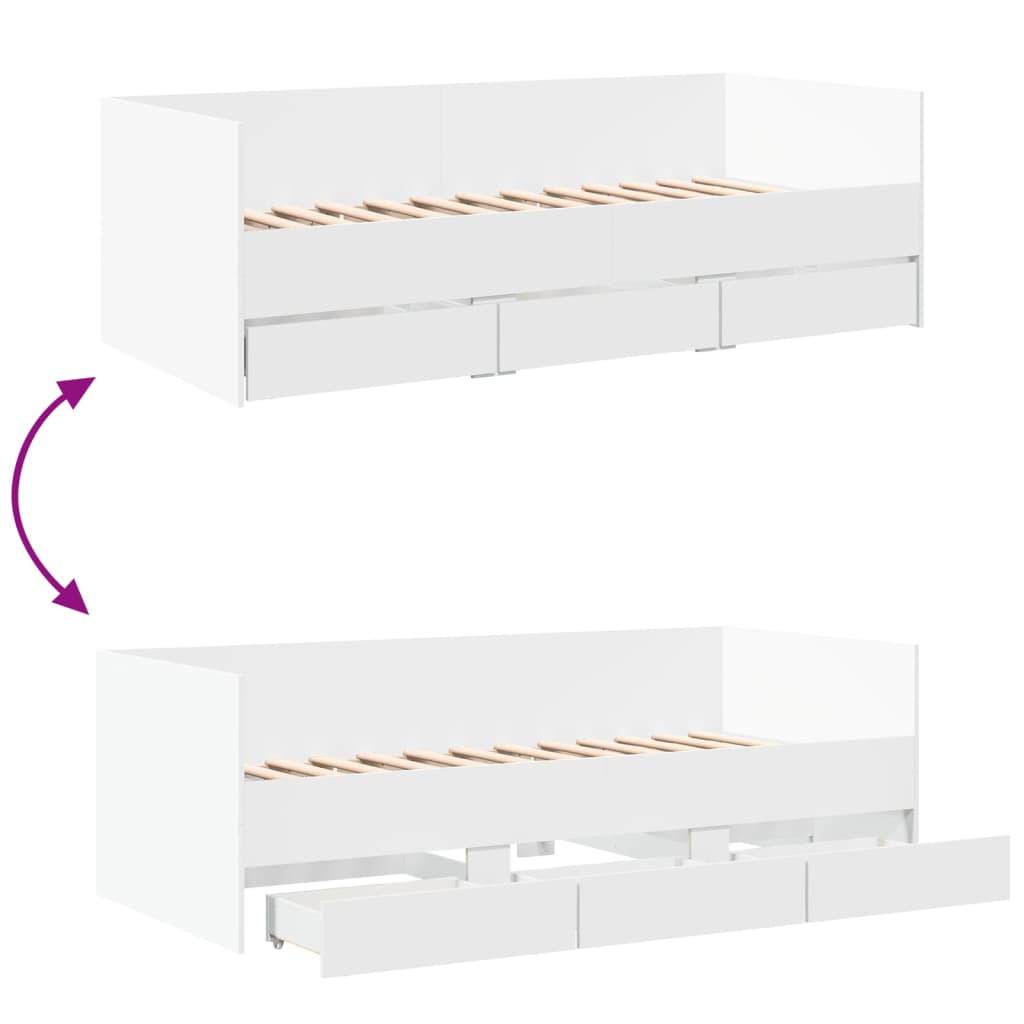 Modern Wooden Single Size 2-in-1 Daybed Sofa Bed With 3 Storage Drawers