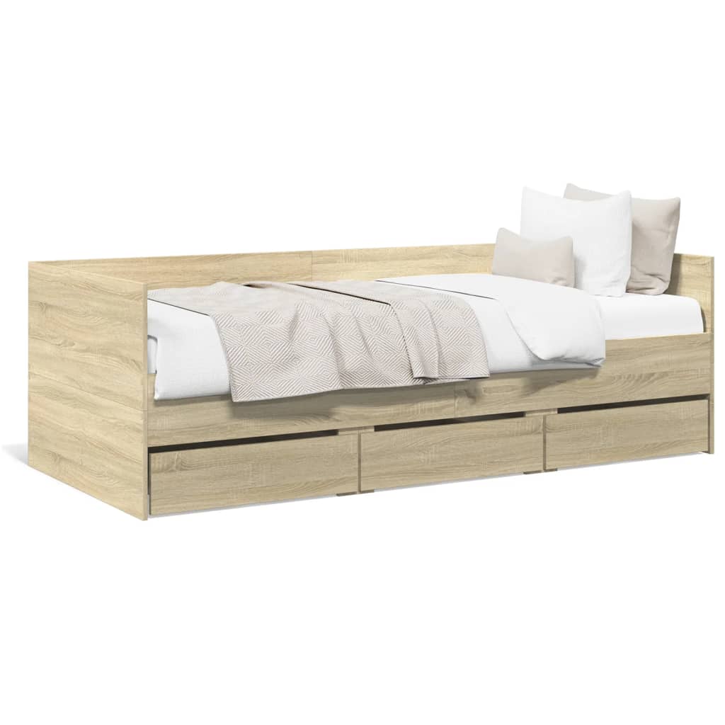 Modern Wooden Single Size 2-in-1 Daybed Sofa Bed With 3 Storage Drawers