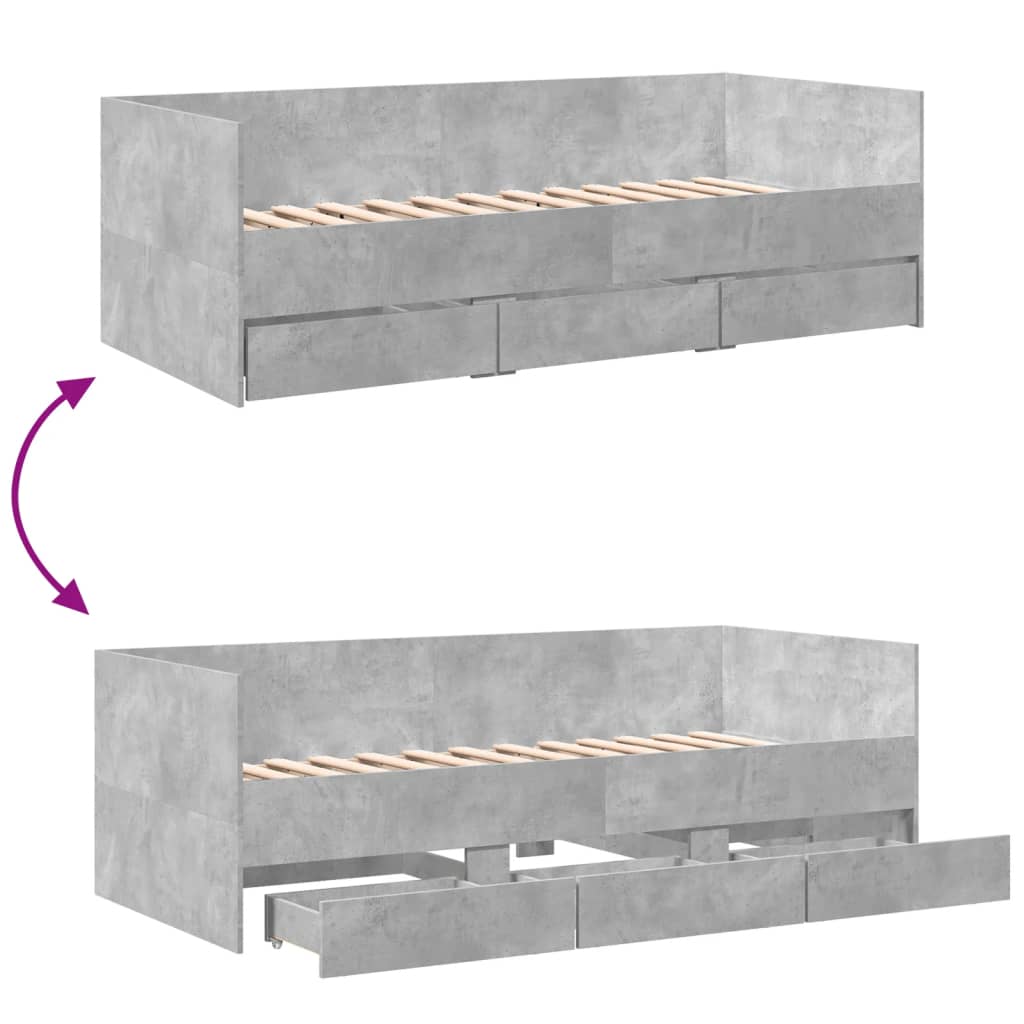 Modern Wooden Single Size 2-in-1 Daybed Sofa Bed With 3 Storage Drawers