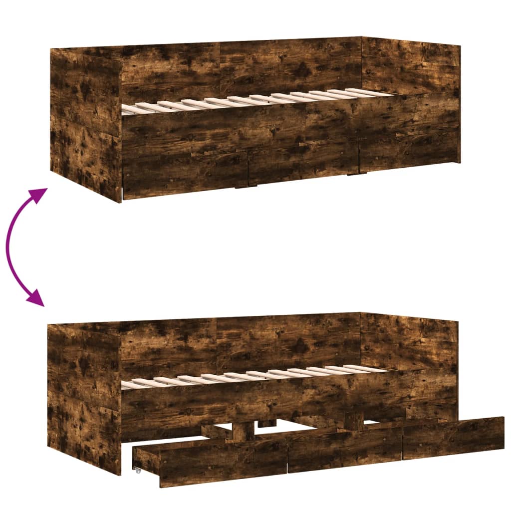 Modern Wooden Single Size 2-in-1 Daybed Sofa Bed With 3 Storage Drawers