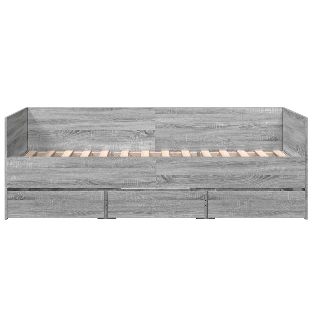 Daybed with Drawers without Mattress Grey Sonoma 90x190 cm Single
