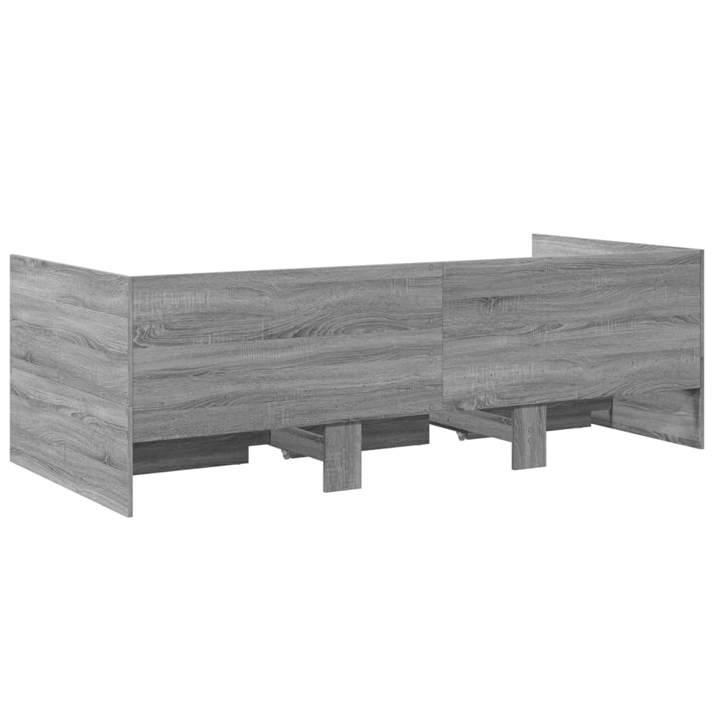 Daybed with Drawers without Mattress Grey Sonoma 90x190 cm Single