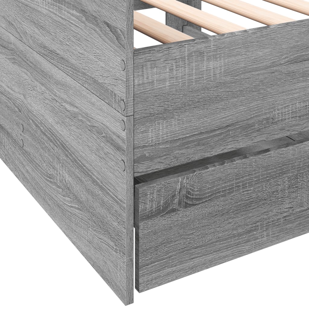 Daybed with Drawers without Mattress Grey Sonoma 90x190 cm Single