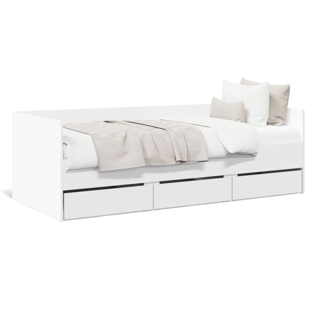 Daybed with Drawers without Mattress White 75x190 cm Small Single