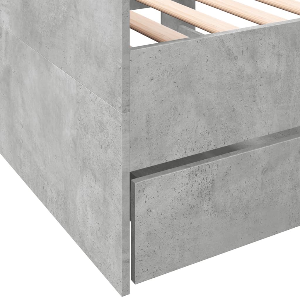 Daybed with Drawers without Mattress Concrete Grey 75x190 cm Small Single