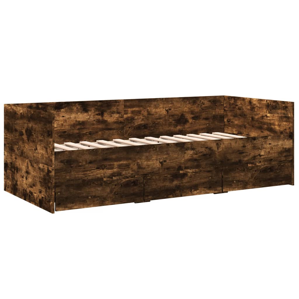 Daybed with Drawers without Mattress Smoked Oak 75x190 cm Small Single