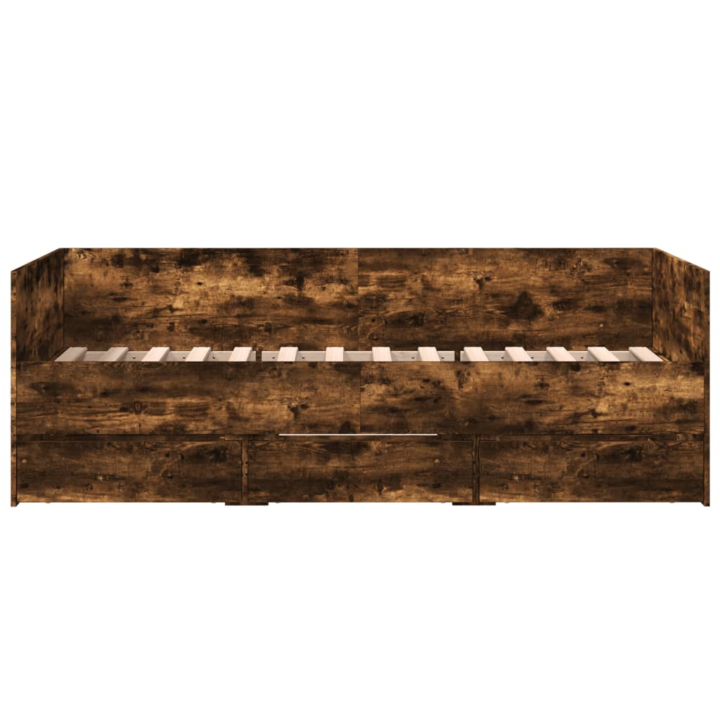 Daybed with Drawers without Mattress Smoked Oak 75x190 cm Small Single