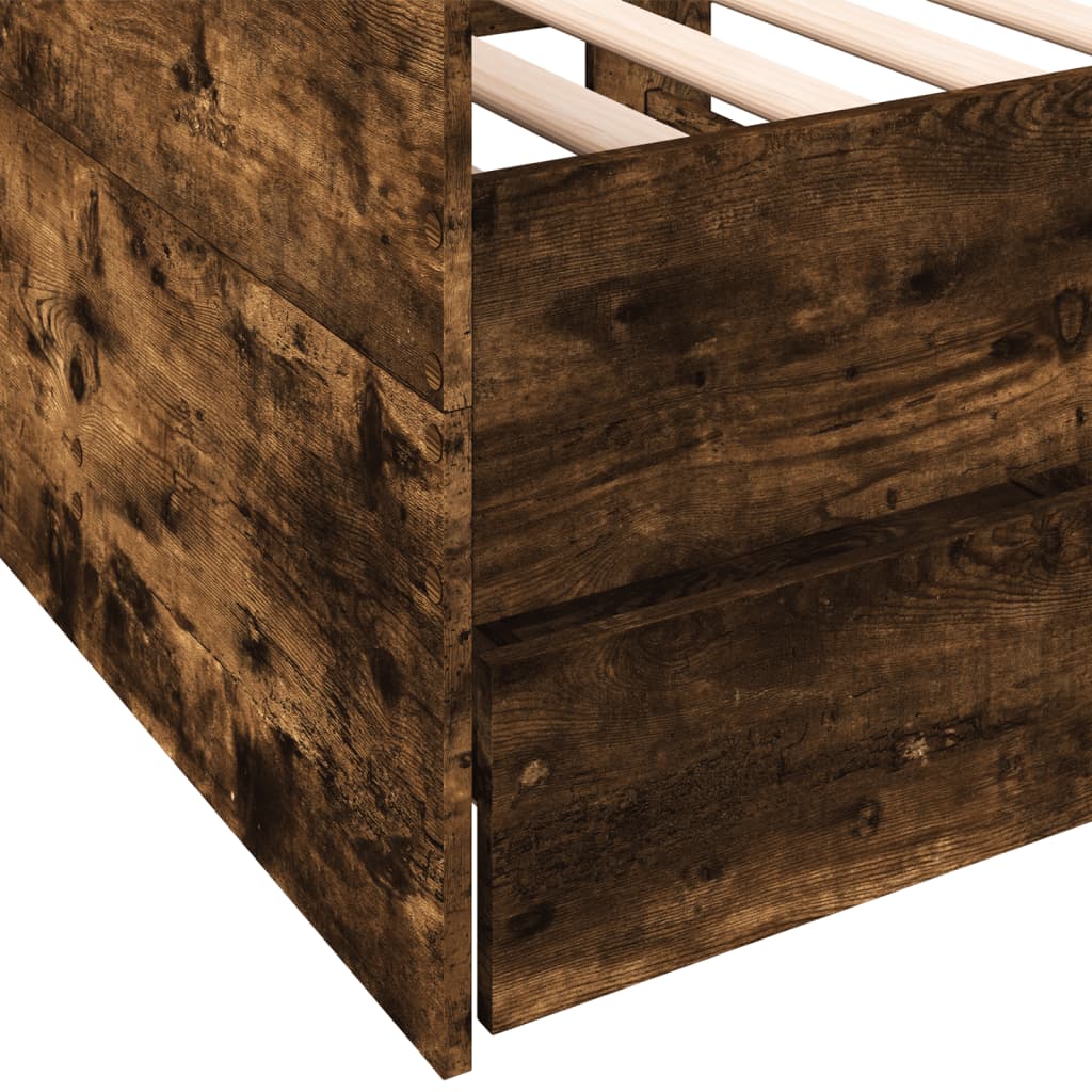 Daybed with Drawers without Mattress Smoked Oak 75x190 cm Small Single