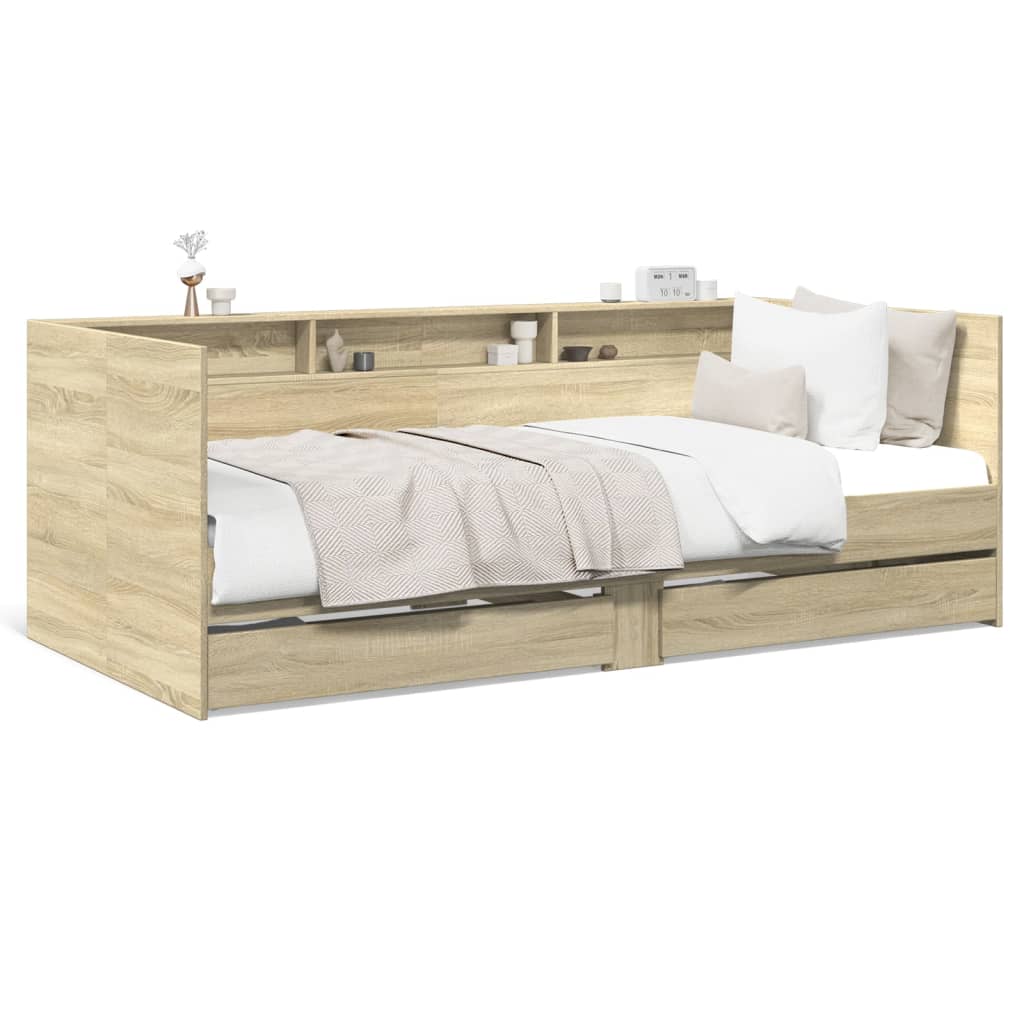 Daybed with Drawers without Mattress Sonoma Oak 100x200 cm