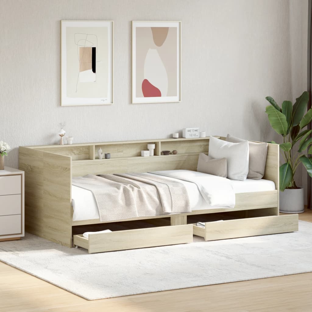 Daybed with Drawers without Mattress Sonoma Oak 100x200 cm