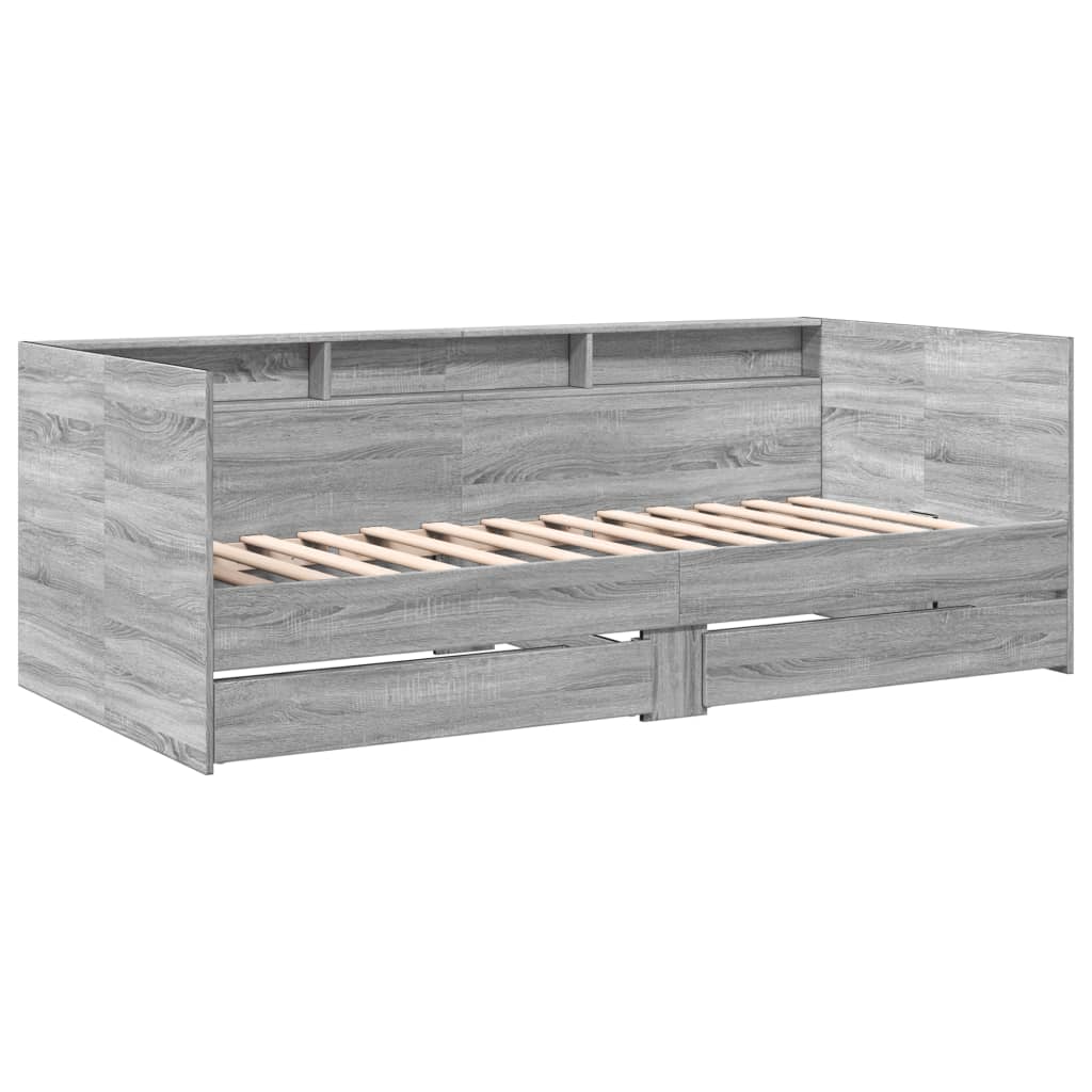 Daybed with Drawers without Mattress Grey Sonoma 100x200 cm