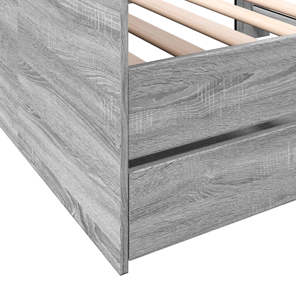 Daybed with Drawers without Mattress Grey Sonoma 100x200 cm