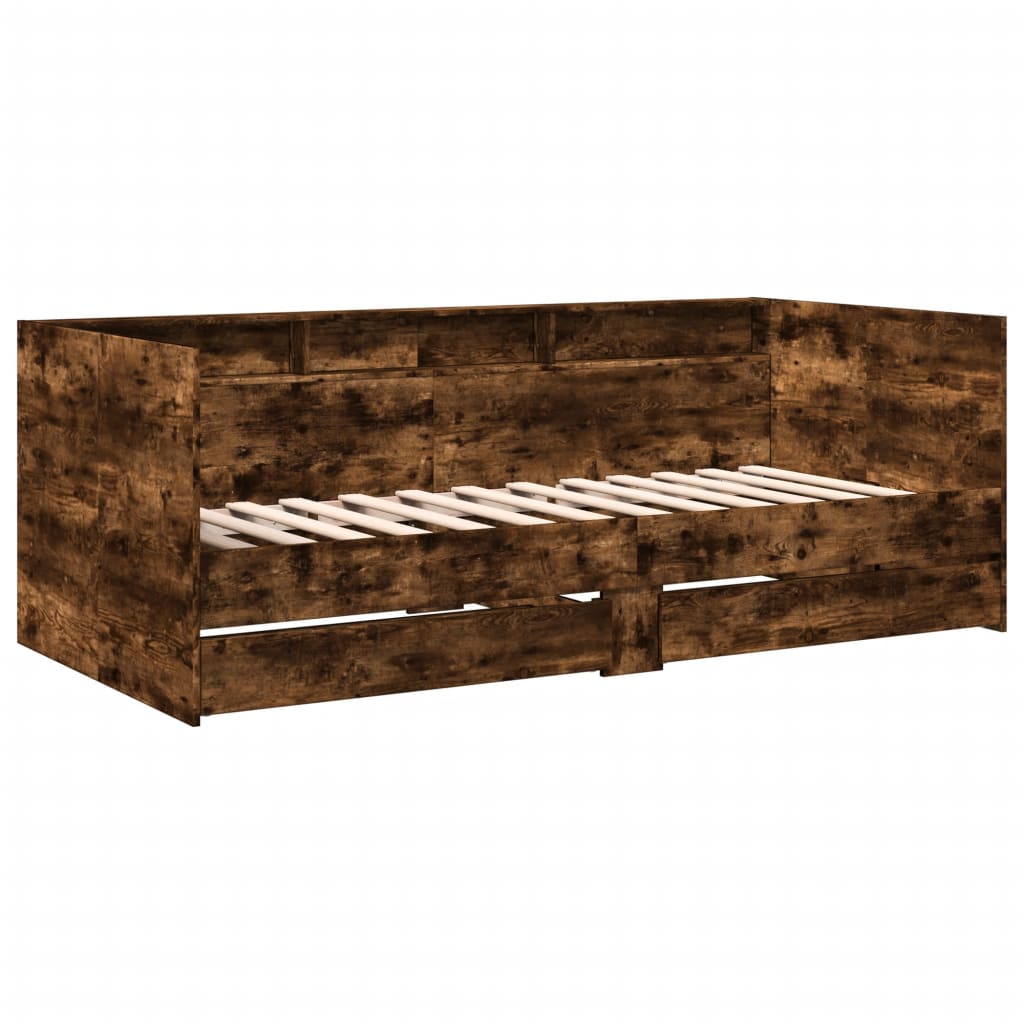 Daybed with Drawers without Mattress Smoked Oak 90x190 cm Single