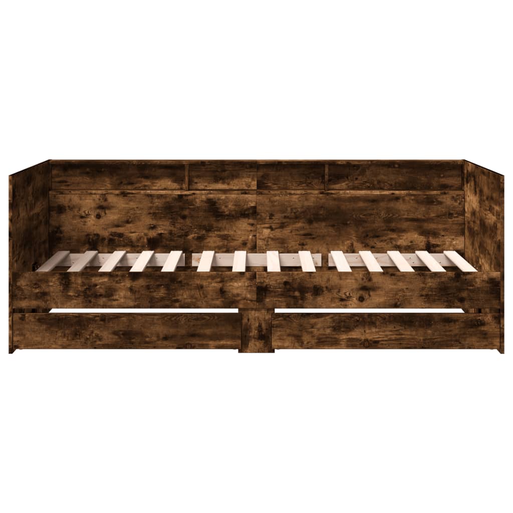 Daybed with Drawers without Mattress Smoked Oak 90x190 cm Single