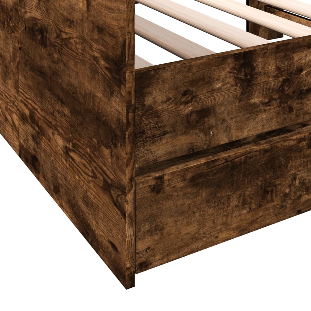 Daybed with Drawers without Mattress Smoked Oak 90x190 cm Single
