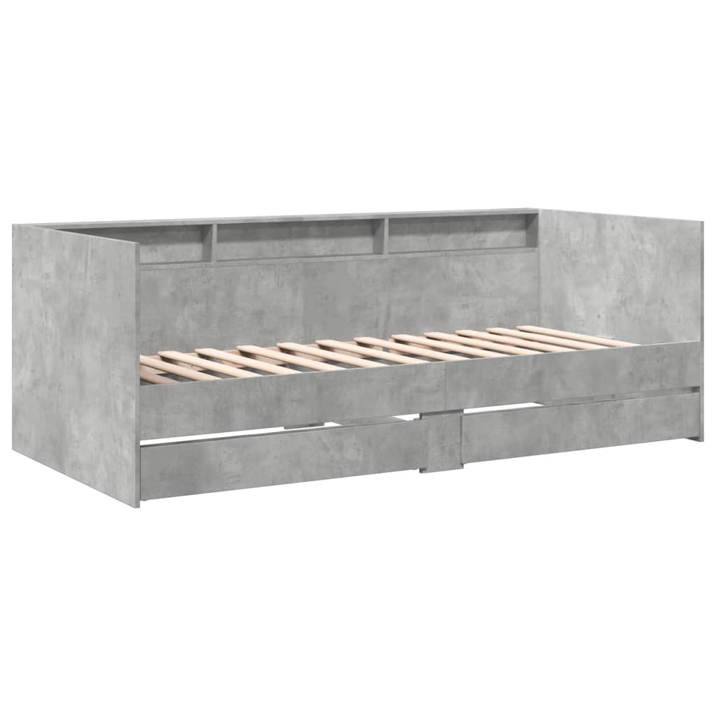 Daybed with Drawers without Mattress Concrete Grey 75x190 cm Small Single