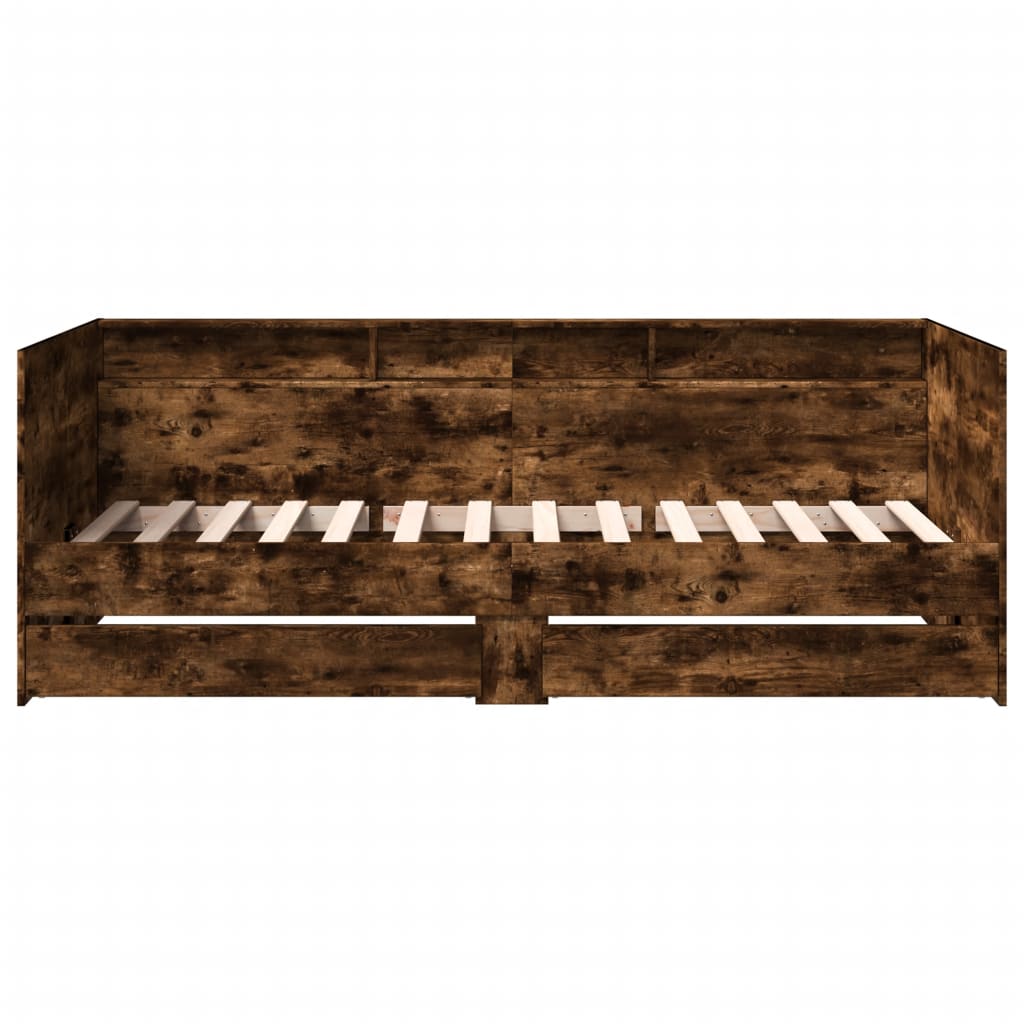 Daybed with Drawers without Mattress Smoked Oak 75x190 cm Small Single